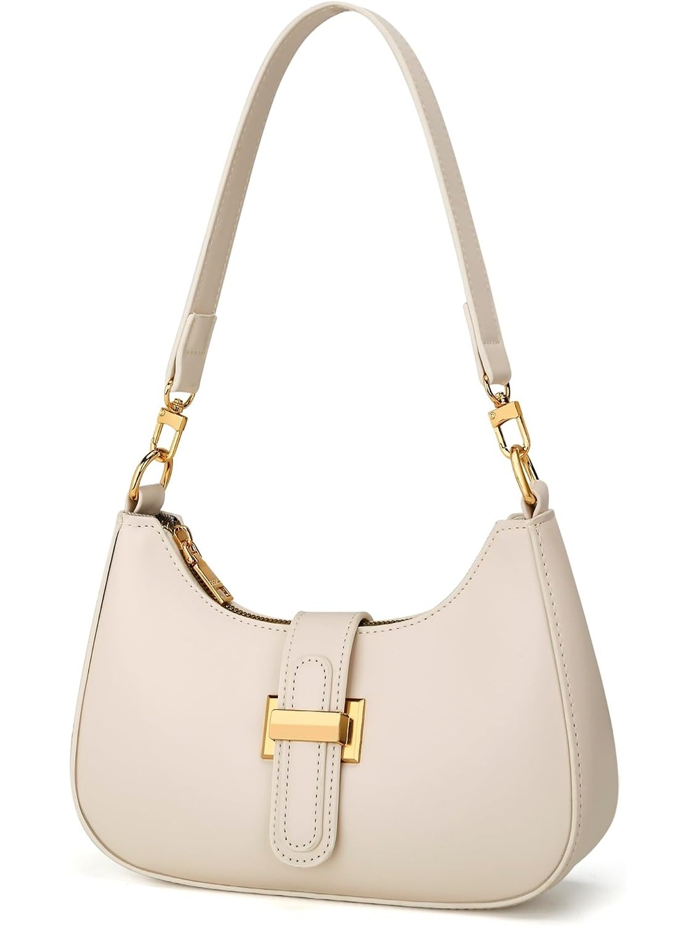〽️ Women's Beige Vegan Leather Cute Clutch Purses Zip Small Shoulder Bag